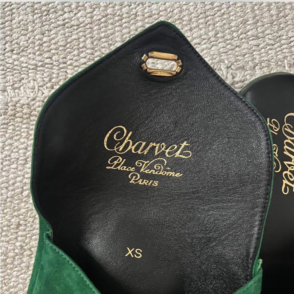 Charvet Paris Green Suede Slip-On Mules Slippers - Picture 3 of 3